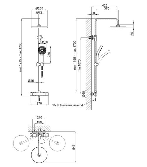 Душова система універсальна Qtap Sloup Chrome термостатична QTSL57103ONC | Зображення 8