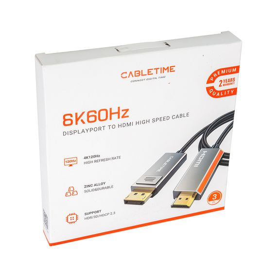 Кабель мультимедийный DisplayPort to HDMI 3.0m Cabletime (CA914081) | Зображення 1