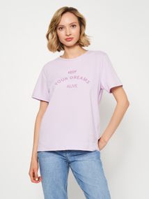 Футболка жіноча світло-фіолетова з написом, 3XL