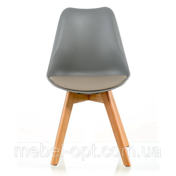 Стілець Sedia grey DSM Eames Style, сіре пластике сидіння з м'якою подушкою та букові ніжки | Зображення 4