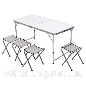 Набір складних меблів для кемпінгу стіл + 4 стільці набір меблів для пікніка туристичний Білий JY-12060W