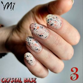 Crystal base Mi #3 (молочна база з червоною і чорною поталлю) 15мл (пляшка з пензликом)