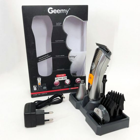 Машинка для стрижки з насадками бездротова Pro Gemei GM-580, Електрична машинка з насадкою для бороди ON-36 | Зображення 7