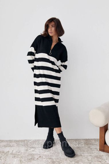 В'язане плаття oversize в смужку колір чорний FL_000893 | Зображення 7