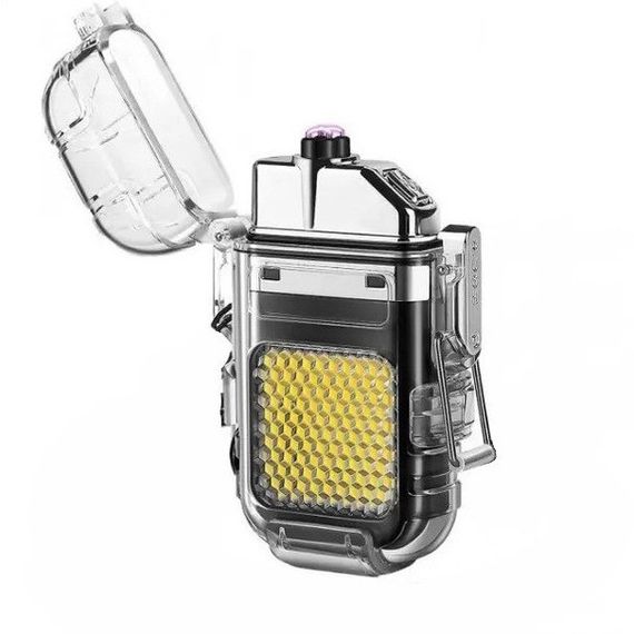 Запальничка спіральна водонепроникна електронна з LED ліхтариком та зарядкою від USB LU-19 | Зображення 8