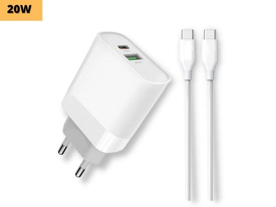 Мережевий зарядний пристрій блок живлення для телефону та планшета XPRO L81A PD20W+QC3.0 + Type-C білий (33598-01) | Зображення 1