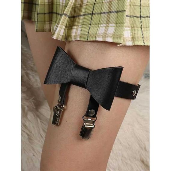 Гартер на 2 ноги с подвязками для чулок и бантиком 2 шт Черный | Зображення 3