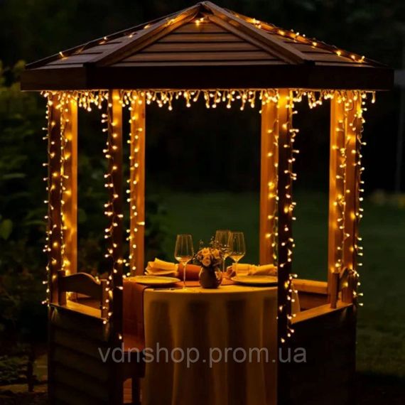 Новогодняя гирлянда уличная 30 м 300 LED с солнечной батареей черный провод Желтый SB300L30MBY | Зображення 1