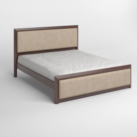 Полуторне дерев'яне ліжко Mebigrand Барселона Б4 Горіх темний/Аляска 23 (Бежевий) 120х200 см (MBG-12869) | Зображення 1