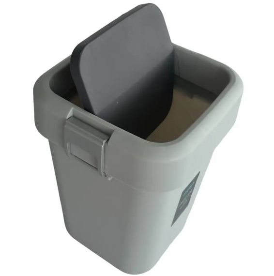 Відро для сміття Motek на 8 л з поворотною кришкою 22.5х22.5х30 см Сіре (COB-410) | Зображення 4