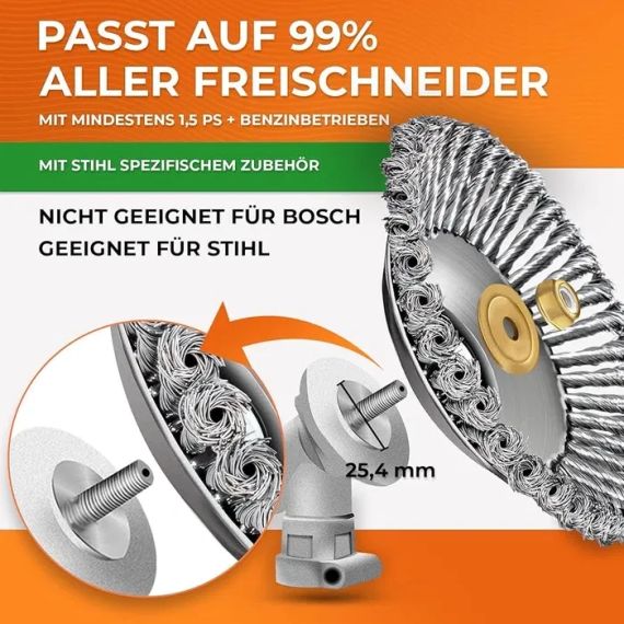 Дротяна щітка LODIIC для мотокоси 25,4 мм, насадка для бензинових тримерів, видалення бур’янів, корщітка, крацовка | Зображення 1