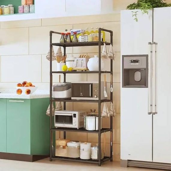 Полка этажерка на колесиках на 5 ярусов 50,5*147*27см Коричневая