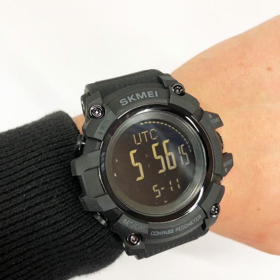 Годинник наручний чоловічий SKMEI 1356BK BLACK, фірмовий спортивний годинник. Колір: чорний | Зображення 1