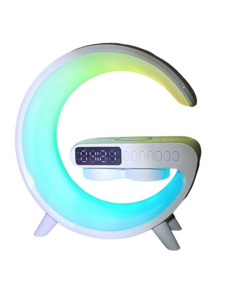Настольная лампа-ночник Led Wireless Charging Speaker Google G11 (8527) 15W  беспроводная с колонкой, радио, будильником и беспроводной зарядкой White | Зображення 3