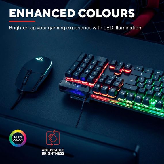 Ігрова клавіатура і миша Trust GXT 838 Azor, QWERTY UK, LED, 8 Anti-Ghosting, 3000 DPI, ПК PS4 Xbox ноутбука, ігровий набір | Зображення 2