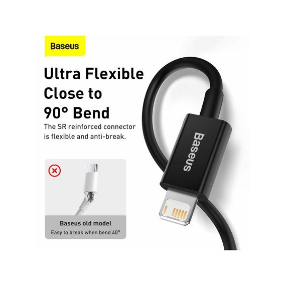 Дата кабель USB 2.0 AM to Lightning 1.0m 2.4A Superior Series Black Baseus (CALYS-A01) | Зображення 8