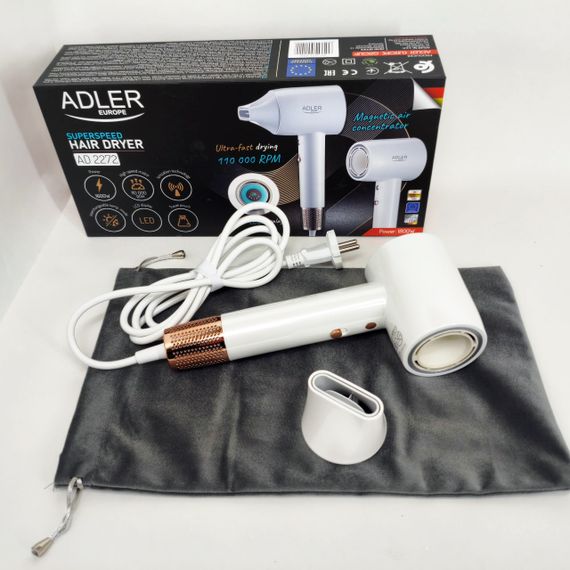 Фен з регульованою швидкістю і температурою Adler AD 2272 1800Вт, Хороший фен для дому QS-79 | Зображення 2