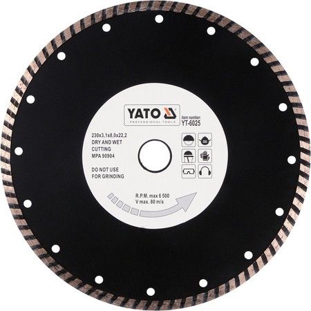 Диск алмазний турбо TURBO Ø-230x8,0x22,2мм H-3,1мм YATO YT-6025