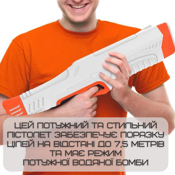Водяний Бластер на Акумуляторі Потужний Електричний Пістолет Водний з LED Екраном та Автоматичним Насосом Для Дітей та Дорослих | Зображення 2