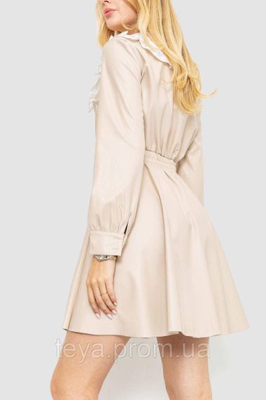 Плаття ошатне з екошкіри колір бежевий розмір M FA_007888 | Зображення 3