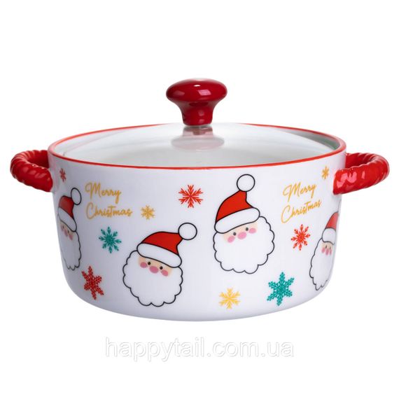 Супниця порцелянова Santa новорічна  800 (мл) з кришкою Yiwu FM-CS-9A
