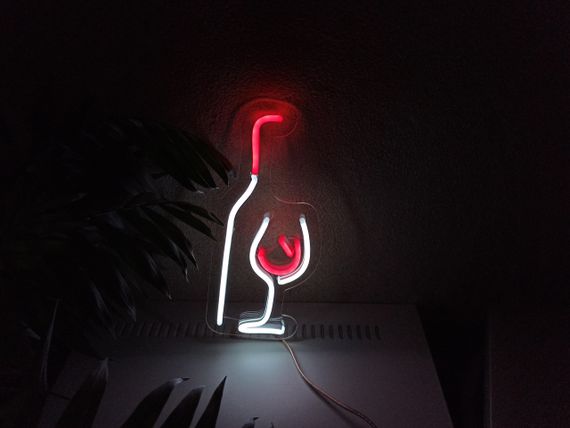 Неоновий світильник Пляшка вино бокал 300х130 acr-n000002 | Зображення 2