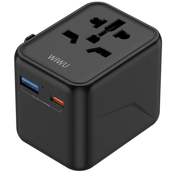 Мережевий універсальний перехідник WIWU UA012 Warrior 12W + 1USB-A/1C Black | Зображення 3