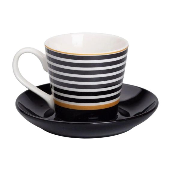 Фарфоровая чашка с черным блюдцем 200 мл RX-N24708B