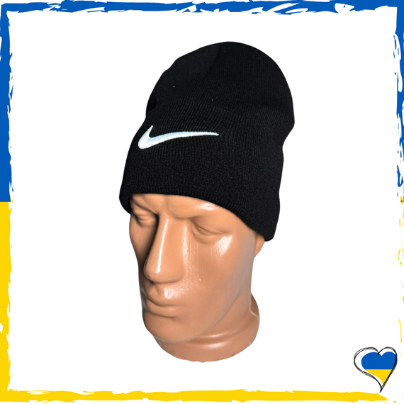 Шапка черная Nike брендовая универсальная, Найк. Шапка мужская, женская, подростковая, детская