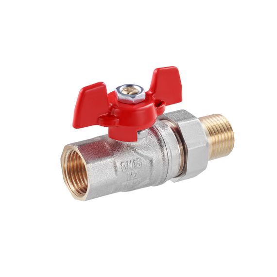 Кран-американка кульовий прямий WaGa 1/2" PN40 метелик, нікельований | Зображення 2