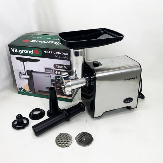 Мясорубка с решеткой для фарша VILGRAND V1212MG 1200 Вт, Электрическая мясорубка для изготовления фарша KT-49 | Зображення 1