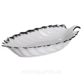 Фарфоровое блюдо для сервировки стола в форме листа 41×20×6.5 (см) Белый с серебром 2551-1S