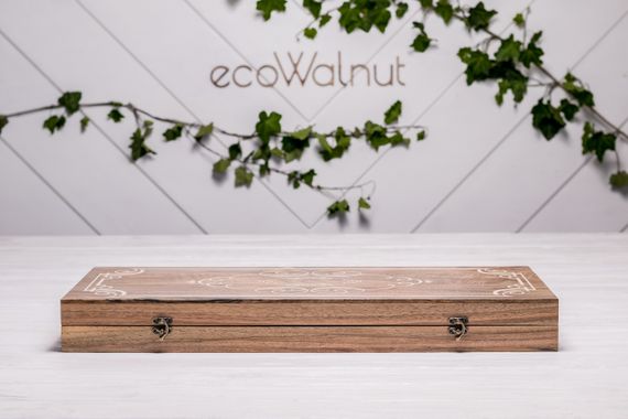 Настольные деревянные нарды EcoWalnut M с индивидуальным дизайном | Зображення 1