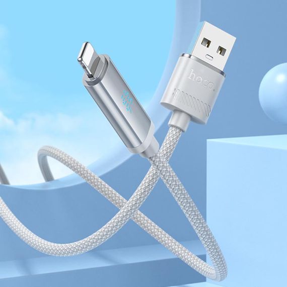 Дата кабель Hoco U127 Power USB to Lightning (1.2m) Silver / Gray | Зображення 2