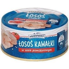 Лосось цільними шматками в томатному соусі Marinero Losos, 185м, Польща, консерва в жерстяній банці