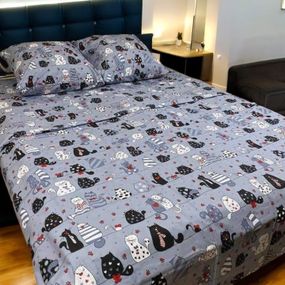 Комплект постельного белья двуспальный MakSon Котики-муркотики, бязь GOLD LUX, 100% хлопок (027-1175210Б)