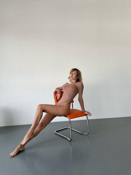 Женский боди с длинным рукавом из вискозы SH293 цвет мокко, размер 42/44 | Зображення 2