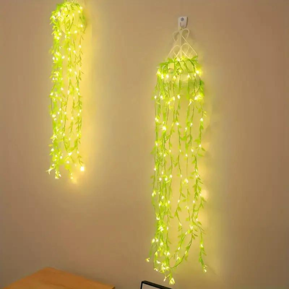 LED-гірлянда «Зелена верба» 10,2 м, теплий білий відтінок, зелений провід, енергоефективне підсвічування для дому, кафе та фотозон | Зображення 1