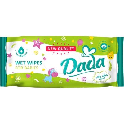 Детские влажные салфетки Dada с экстрактом алоэ, 60 шт (4820174980375) - Топ Продаж!
