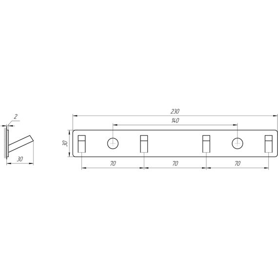 Планка з гачками TOPAZ TKB 9385-4 | Зображення 1