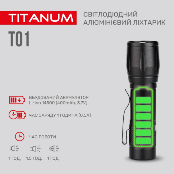 Ліхтарик LED портативний 120Lm 6500К TLF-T01 Titanum | Зображення 5