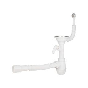 Сифон для кухонної мийки Lidz (WHI) 60 08 E001 01 ECO з круглим переливом (вихід 50 мм)