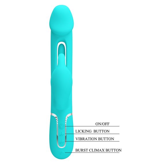Вібратор із стимулятором клітора PRETTY LOVE — Kampas Rabbit 3 in 1 Green, BW-500025-1 Sex Aura | Зображення 9
