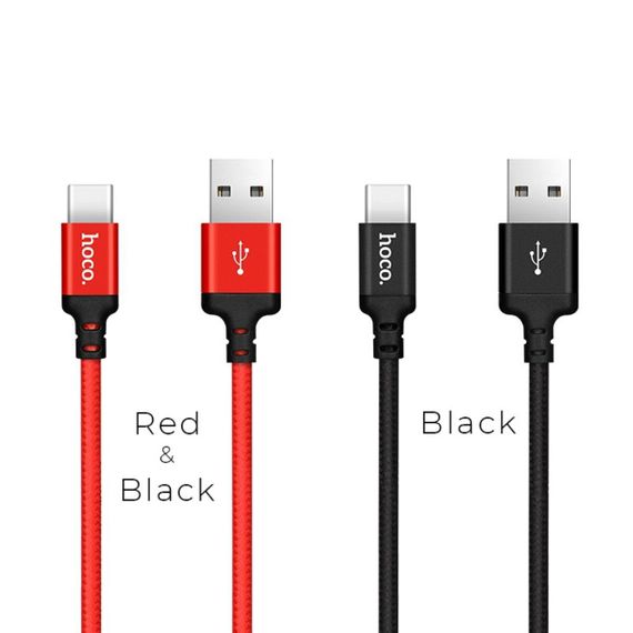 Кабель HOCO X14 USB to Type-C 3A, 1m, nylon, aluminum connectors, Black | Зображення 1