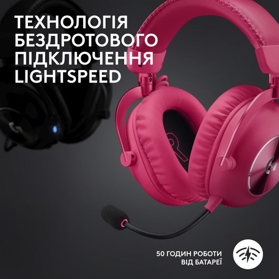 Навушники Logitech G Pro X 2 Lightspeed Wireless Magenta (981-001275) | Зображення 6