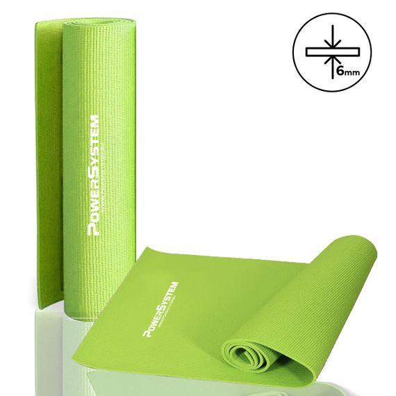 Килимок для йоги та фітнесу Power System PS-4014 PVC Fitness-Yoga Mat Green (173x61x0.6)