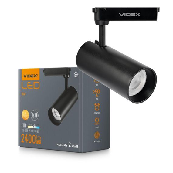 Світлодіодний світильник трековий VIDEX 30W 60° 4100K чорний