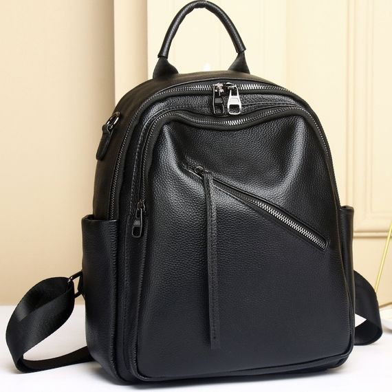 Стильний жіночий шкіряний рюкзак чорний міський 51124 | Зображення 4