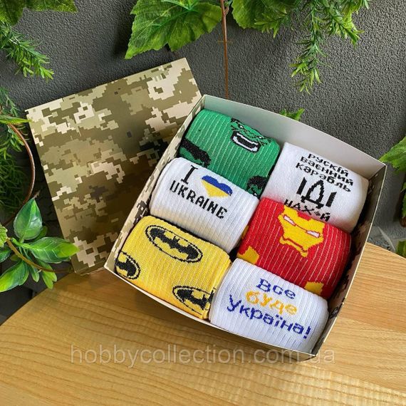 Бокс чоловічих шкарпеток 40-45 на 6 пар у подарунковій коробці | Зображення 1