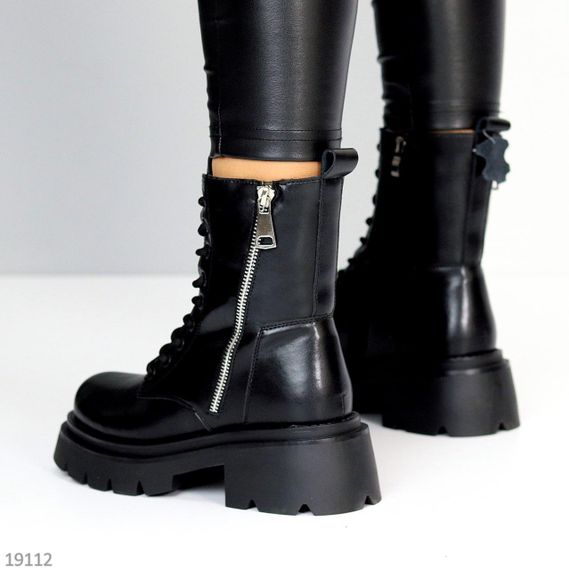Круті чорні зимові черевики берці натуральна шкіра | Зображення 5